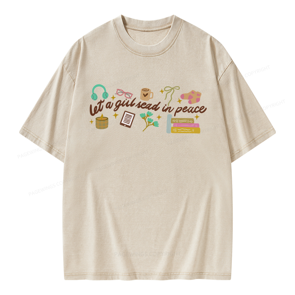 Pagewings Let a Girl Read in Peace Unisex Washed T-shirt