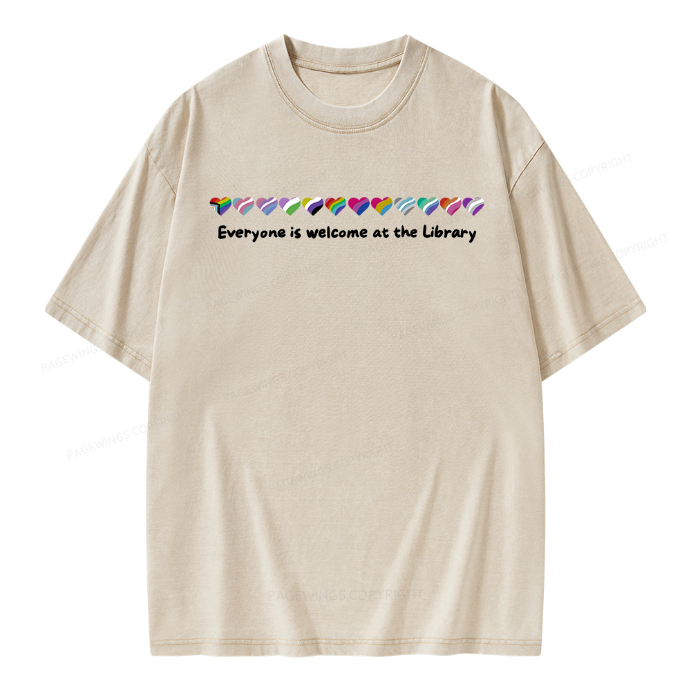 Pagewings Everyone Is Welcome At The Library Unisex Washed T-shirt