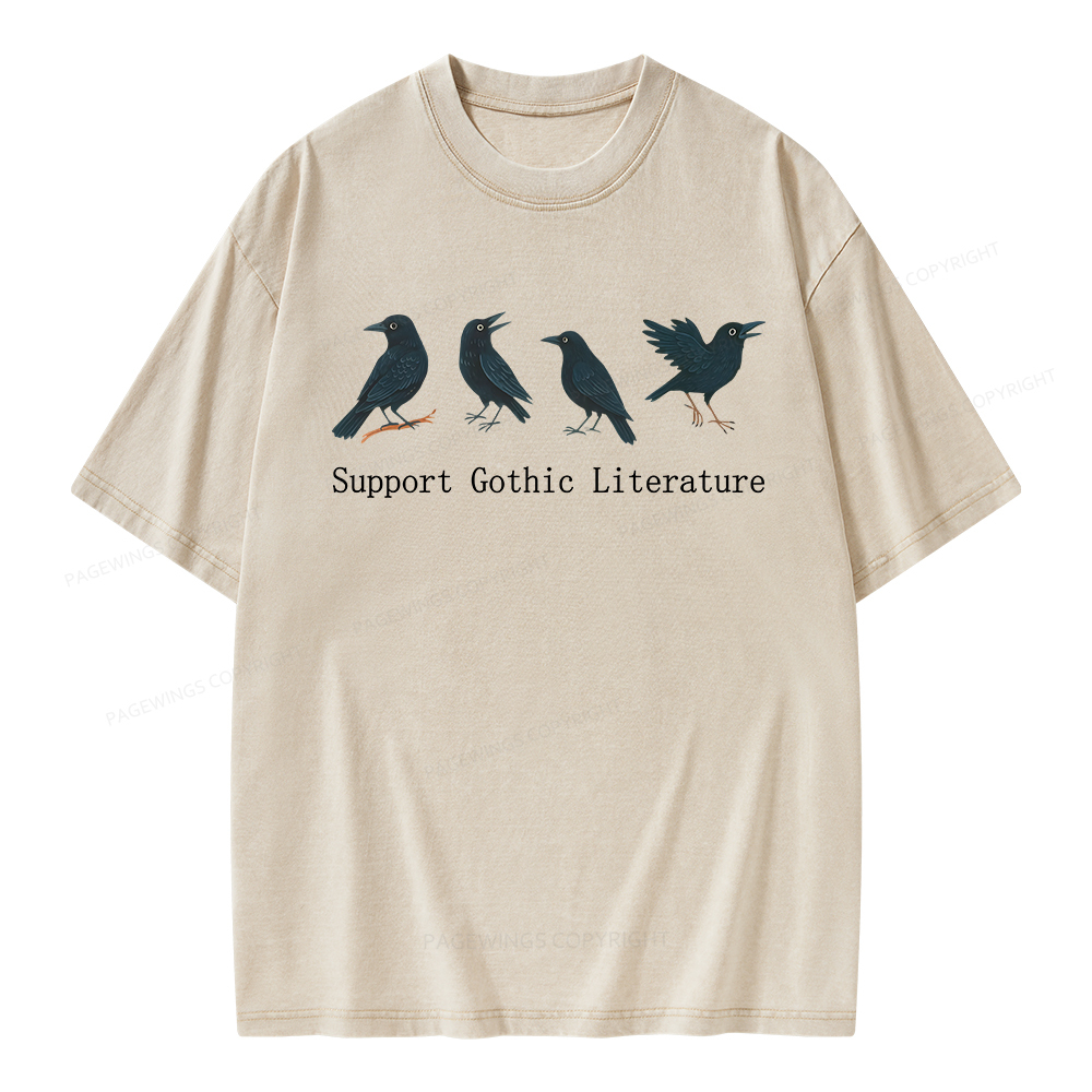 Pagewings Support Gothic Literature Unisex Washed T-shirt