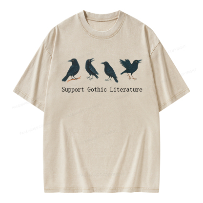 Pagewings Support Gothic Literature Unisex Washed T-shirt