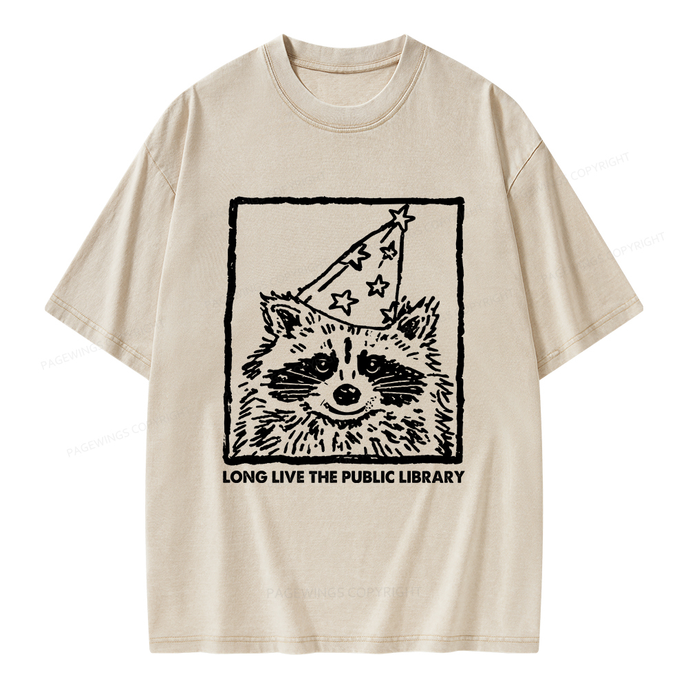 Pagewings Long Live The Public Library Unisex Washed T-shirt