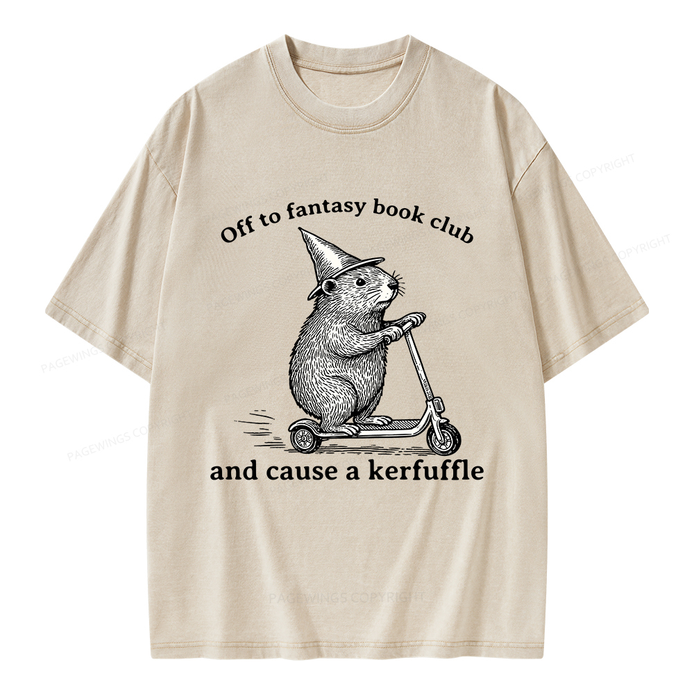 Pagewings Off To Fantasy Book Club Unisex Washed T-shirt