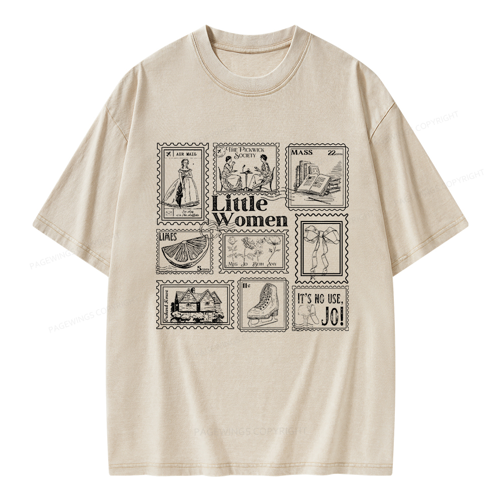 Pagewings Literary Stamp Unisex Washed T-shirt
