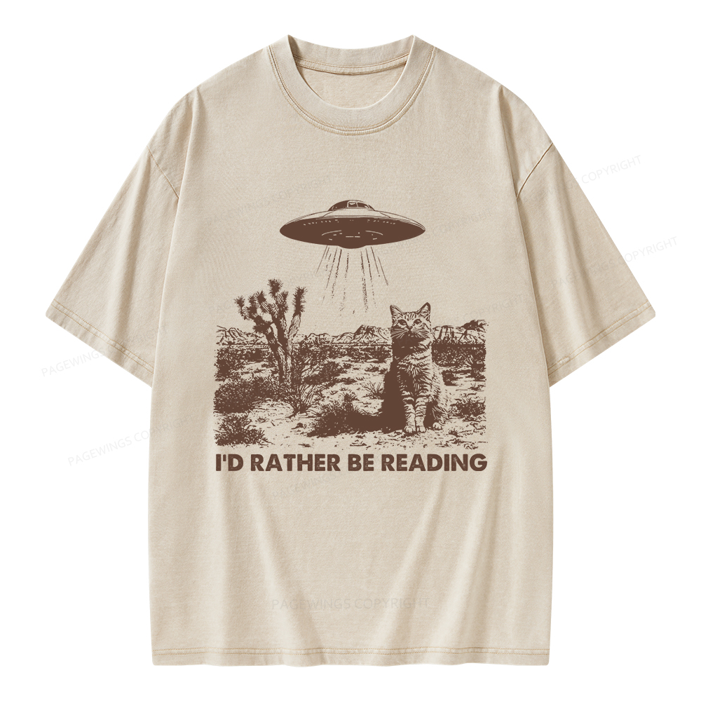 Pagewings I'd Rather Be Reading Unisex Washed T-shirt