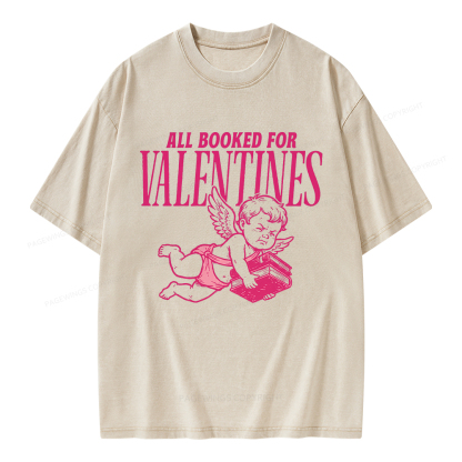 Pagewings All Booked For Valentine's Day Unisex Washed T-shirt
