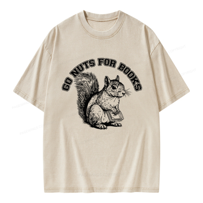 Pagewings Go Nuts For Books Unisex Washed T-shirt