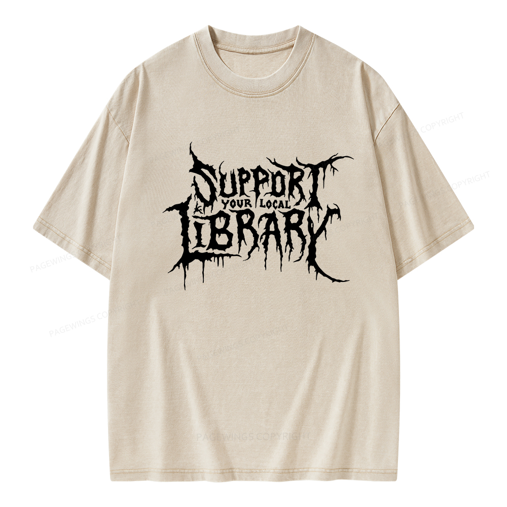 Pagewings Support Your Local Library Unisex Washed T-shirt
