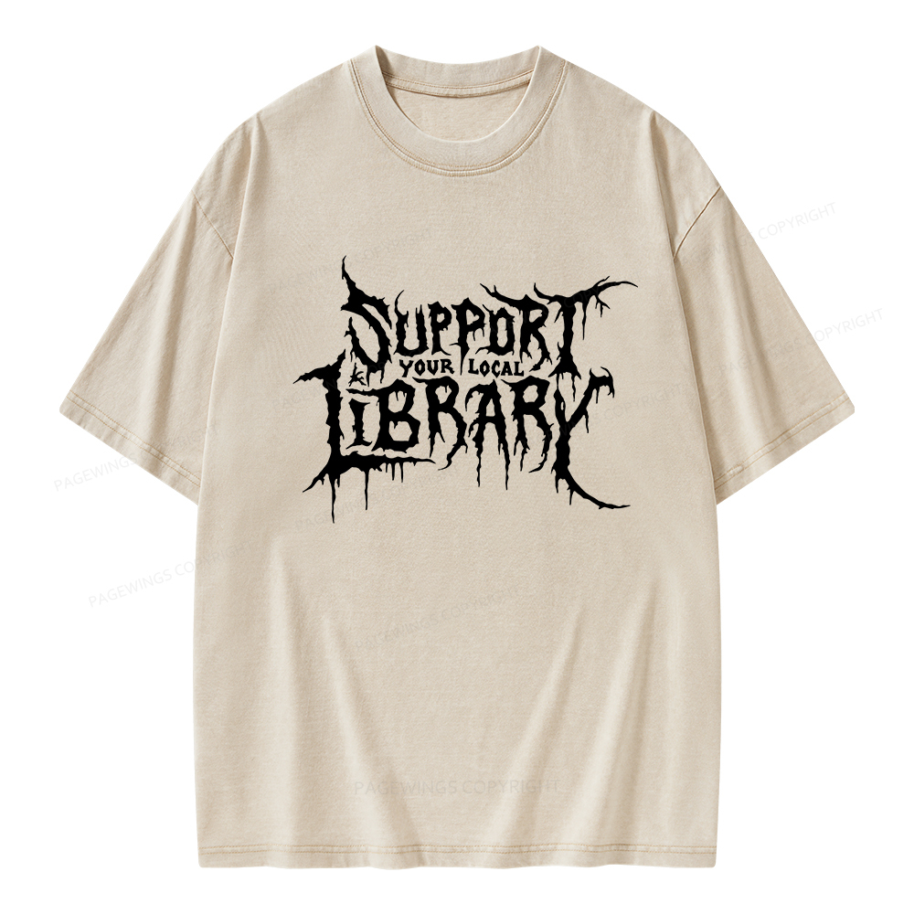 Pagewings Support Your Local Library Unisex Washed T-shirt