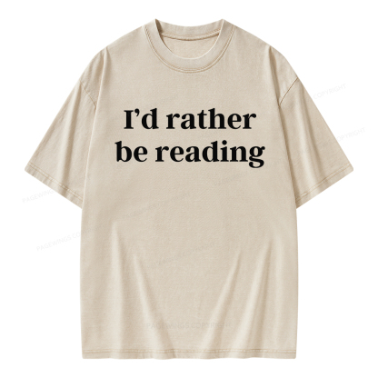 Pagewings I'd Rather Be Reading Unisex Washed T-shirt