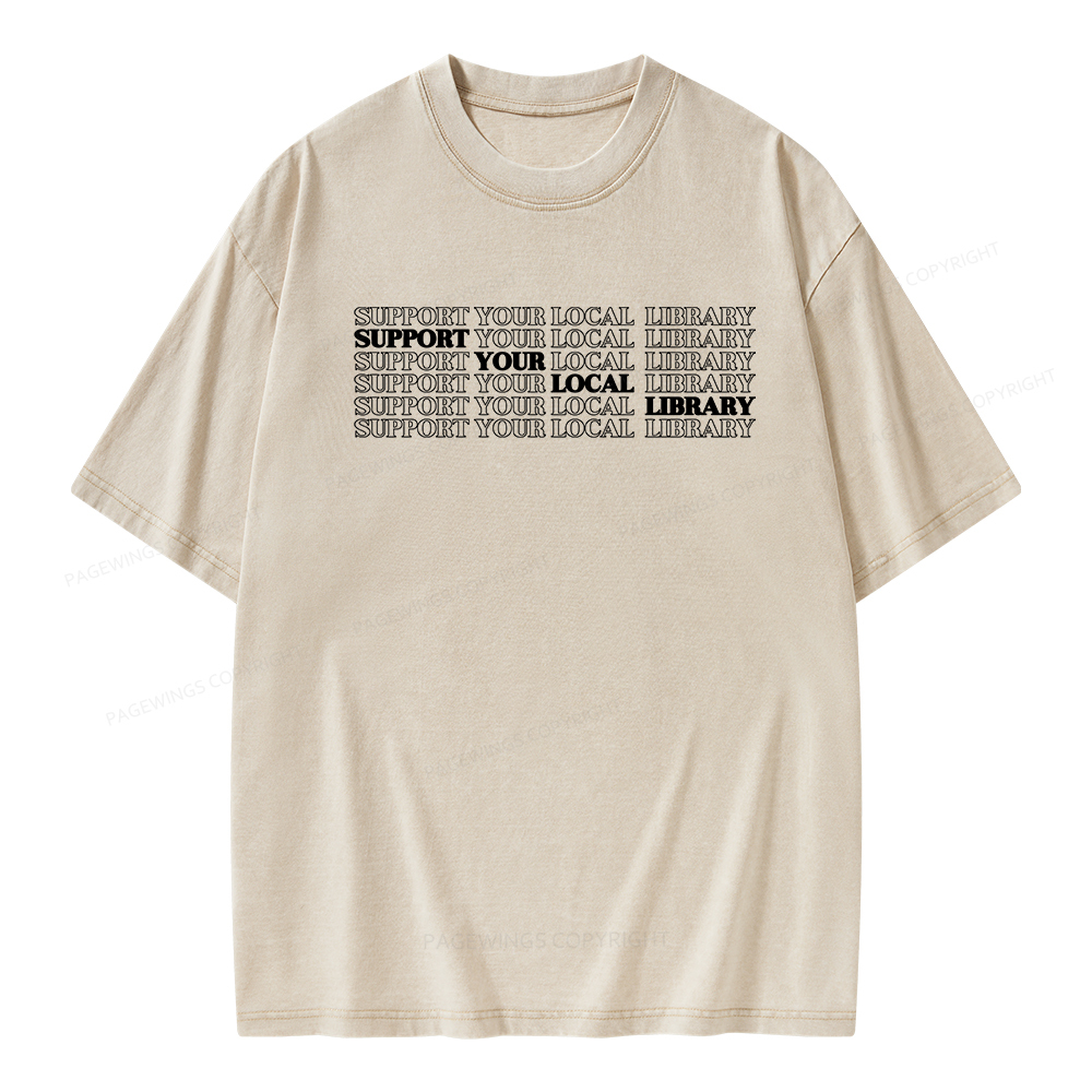 Pagewings Support your local library Unisex Washed T-shirt