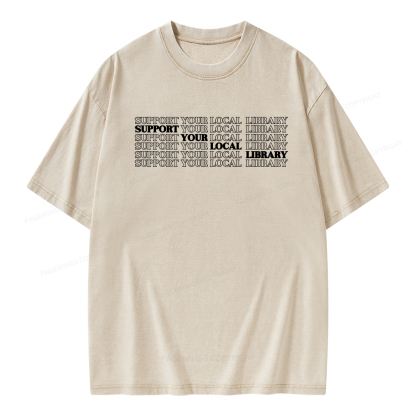 Pagewings Support your local library Unisex Washed T-shirt
