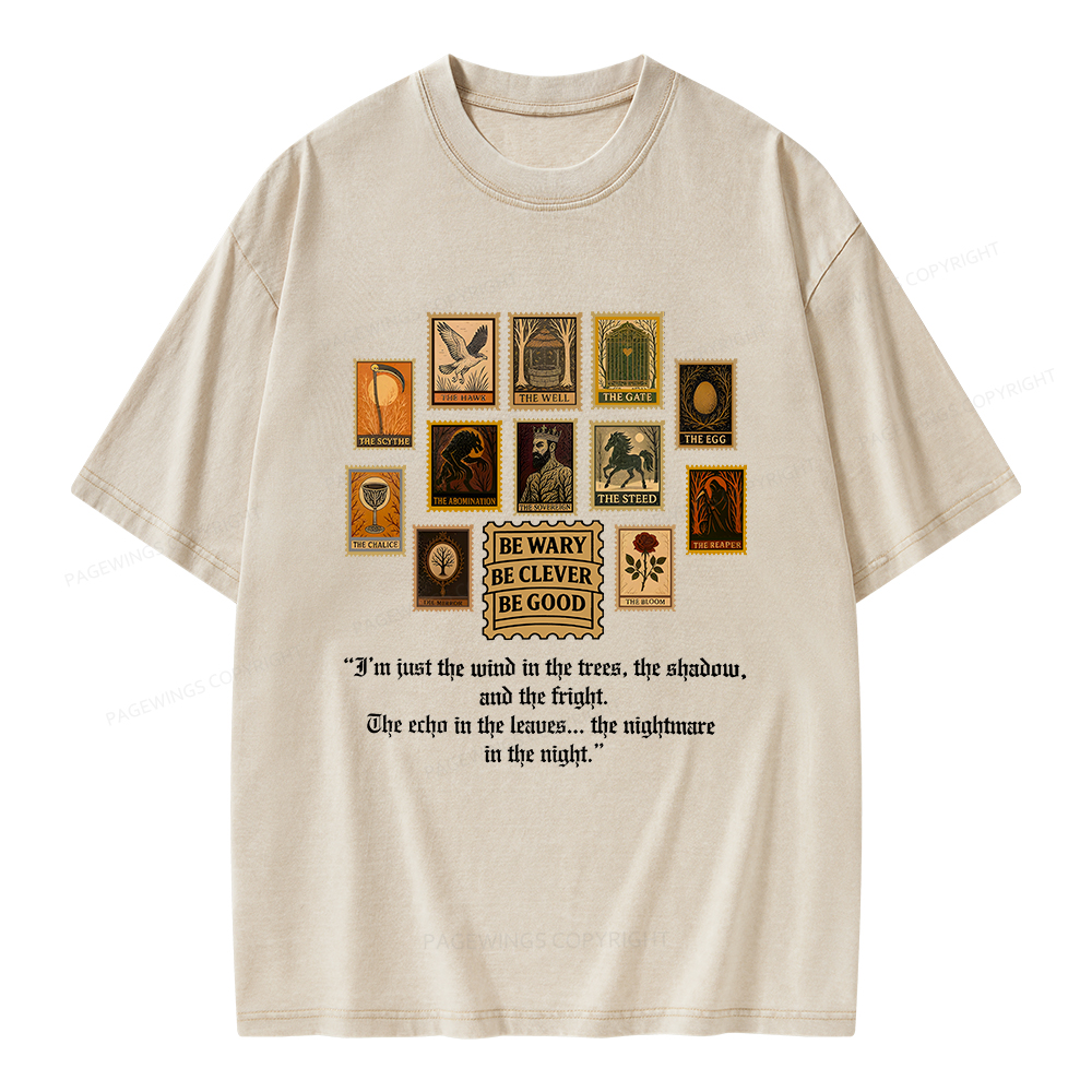 Pagewings Be Wary Be Clever Be Good Unisex Washed T-shirt