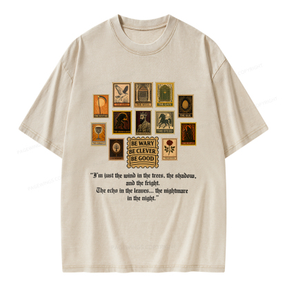 Pagewings Be Wary Be Clever Be Good Unisex Washed T-shirt