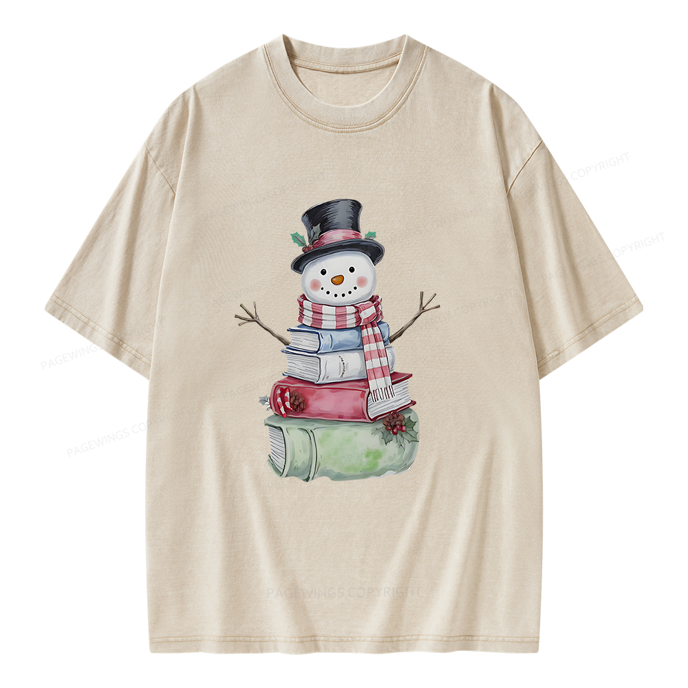Pagewings Snowman Book Unisex Washed T-shirt