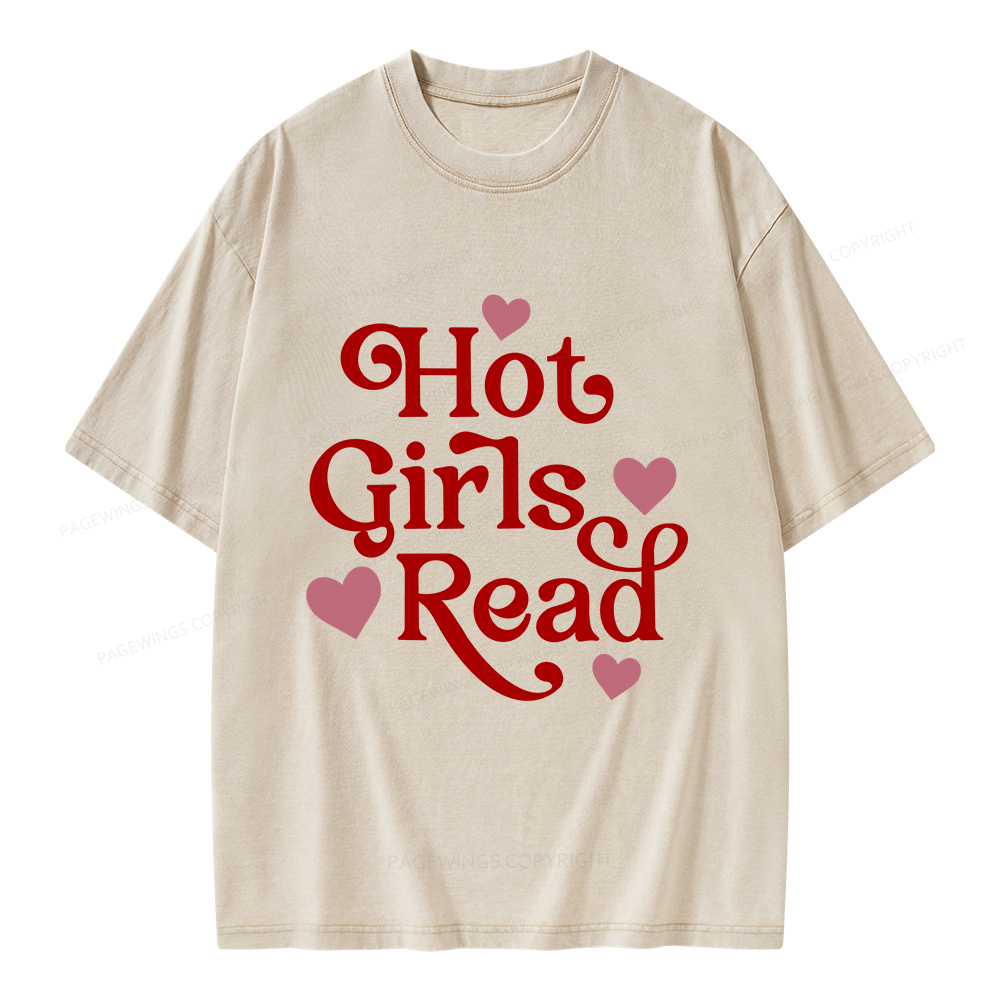 Pagewings Hot Girls Read Unisex Washed T-shirt