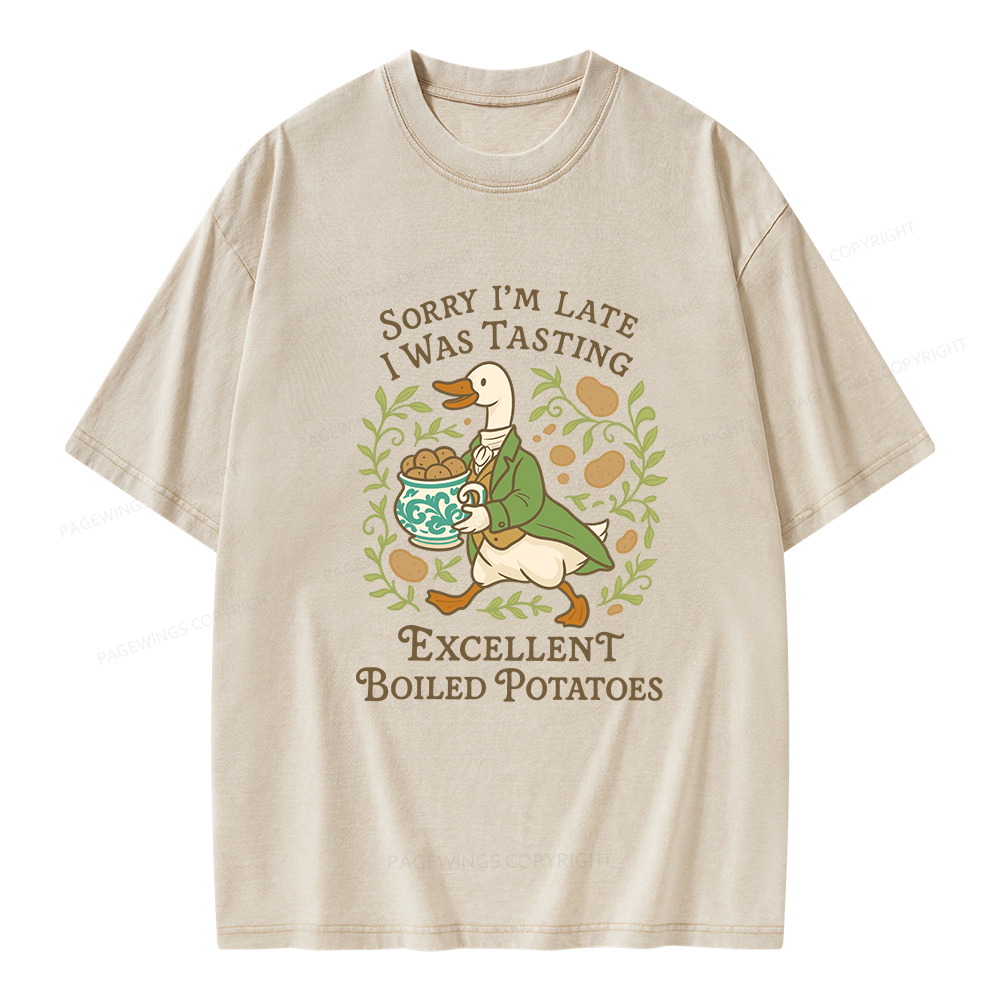 Pagewings Boiled Potatoes Unisex Washed T-shirt