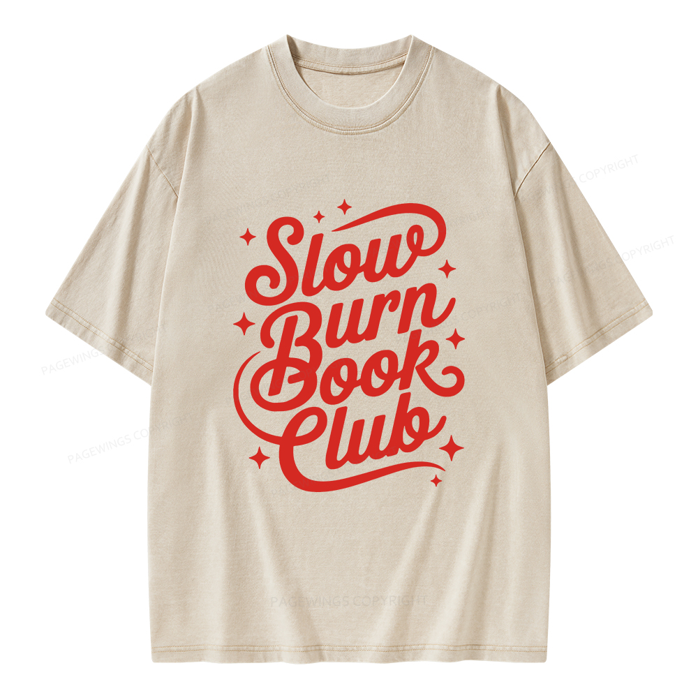 Pagewings Slow Burn Book Club Unisex Washed T-shirt