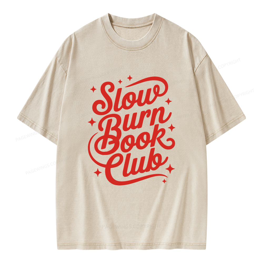Pagewings Slow Burn Book Club Unisex Washed T-shirt