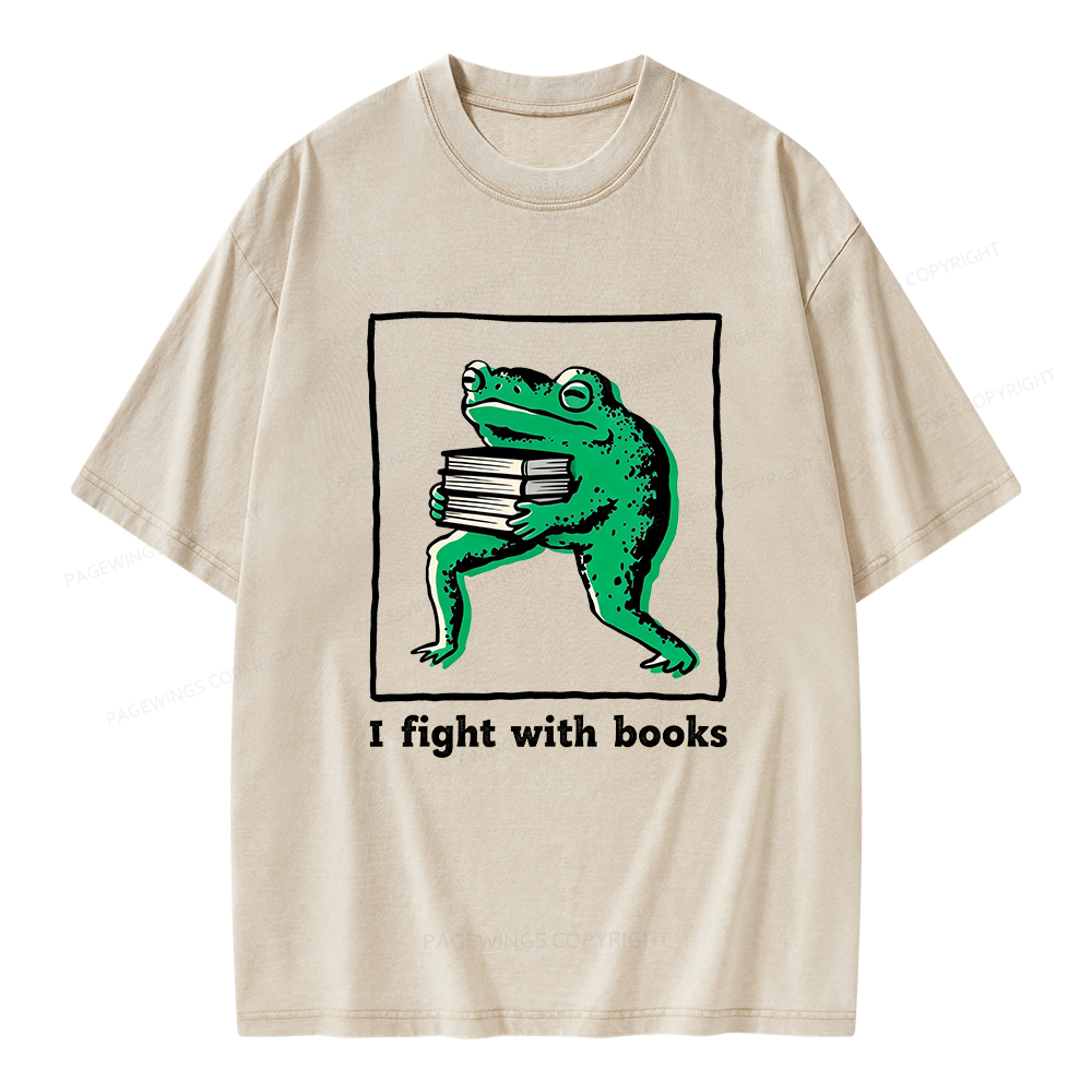 Pagewings I Fight With Books Unisex Washed T-shirt