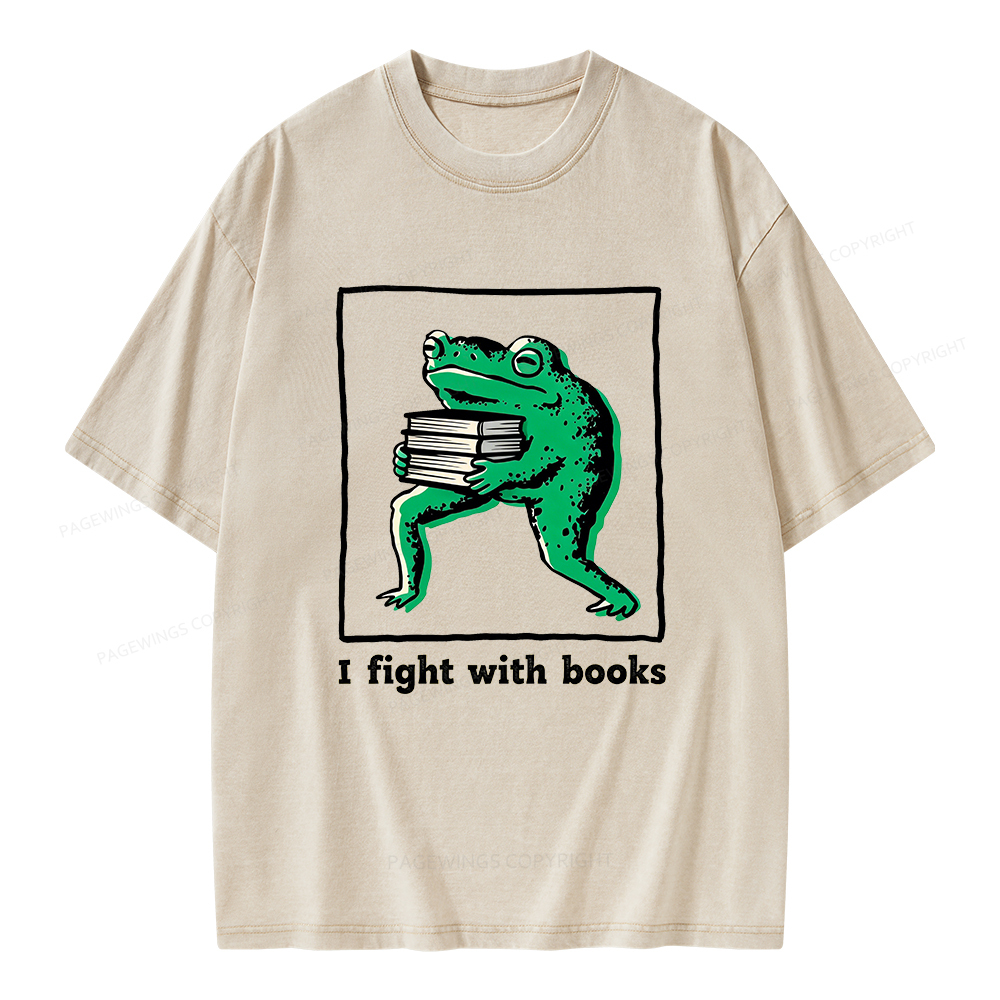 Pagewings I Fight With Books Unisex Washed T-shirt