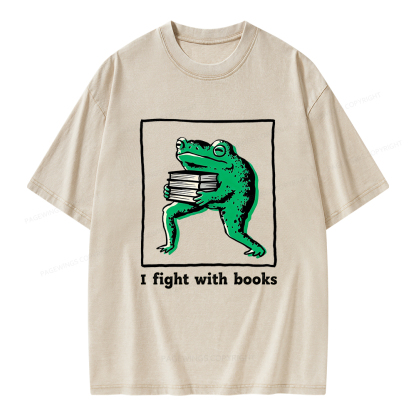 Pagewings I Fight With Books Unisex Washed T-shirt