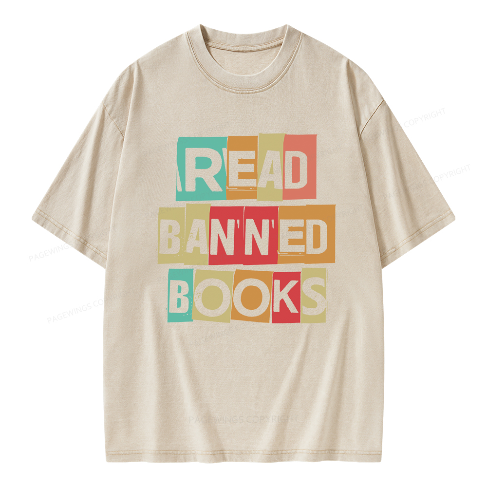 Pagewings Read Banned Books Shirt Unisex Washed T-shirt