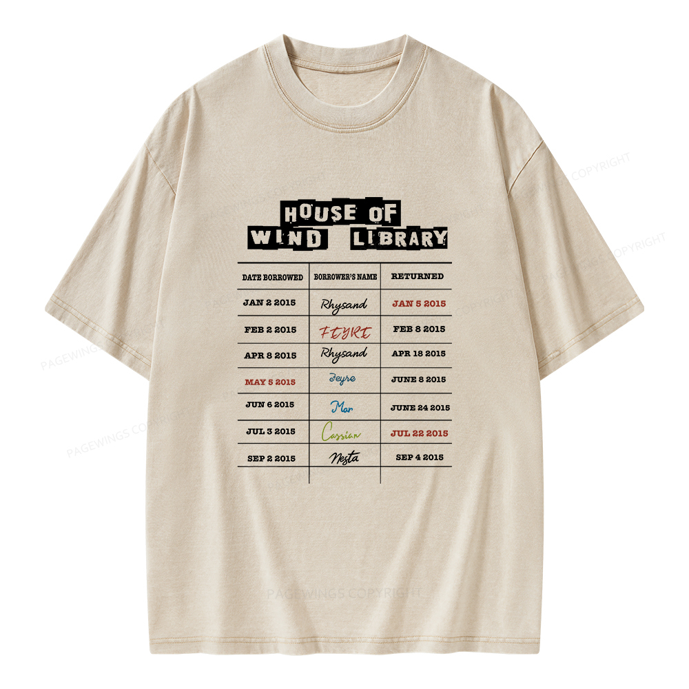 Pagewings House Of Wind Library Unisex Washed T-shirt