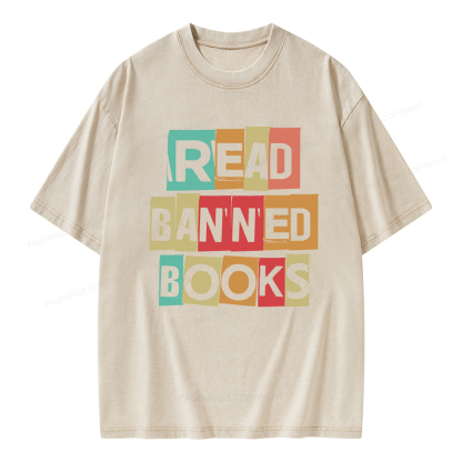 Pagewings Read Banned Books Shirt Unisex Washed T-shirt