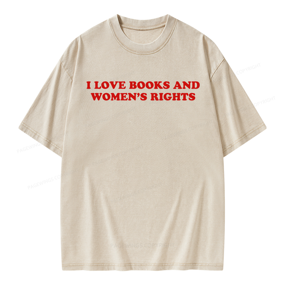 Pagewings I Love Books And Women's Rights Unisex Washed T-shirt