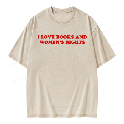 Pagewings I Love Books And Women's Rights Unisex Washed T-shirt
