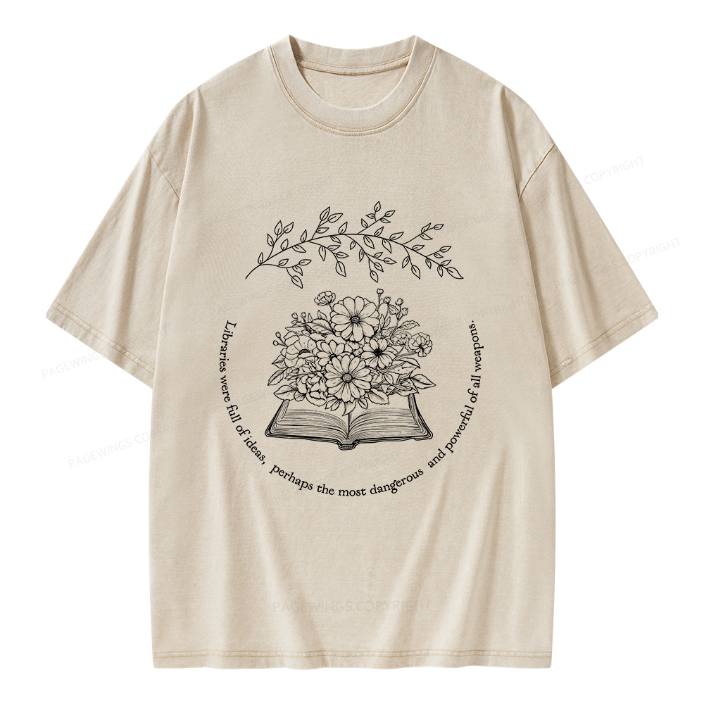 Pagewings Libraries Were Full Of Ideas Unisex Washed T-shirt