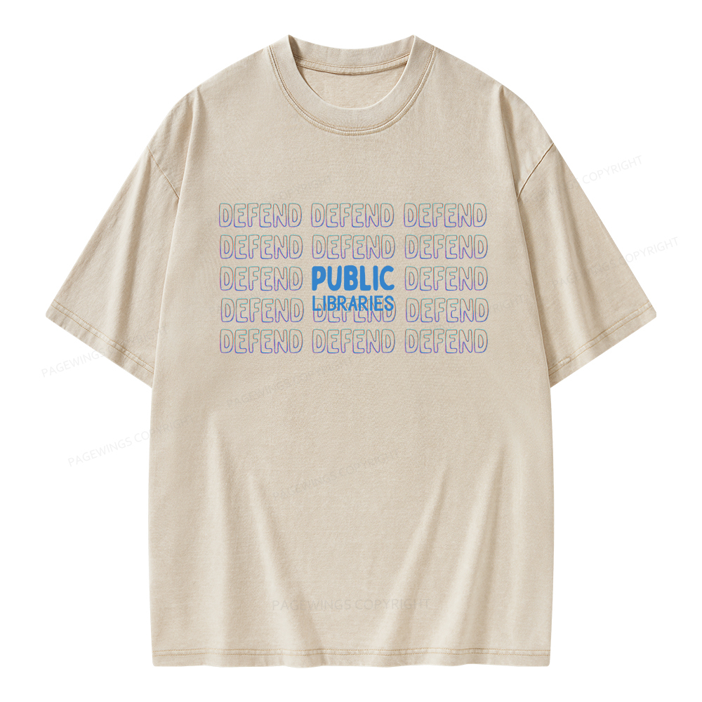 Pagewings Defend The Public Libraries Unisex Washed T-shirt