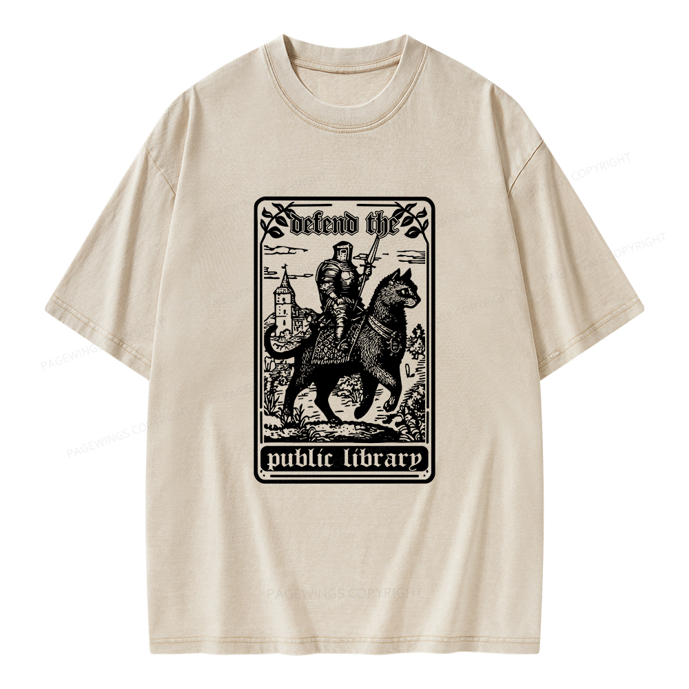 Pagewings Defend Your Local Public Library Unisex Washed T-shirt