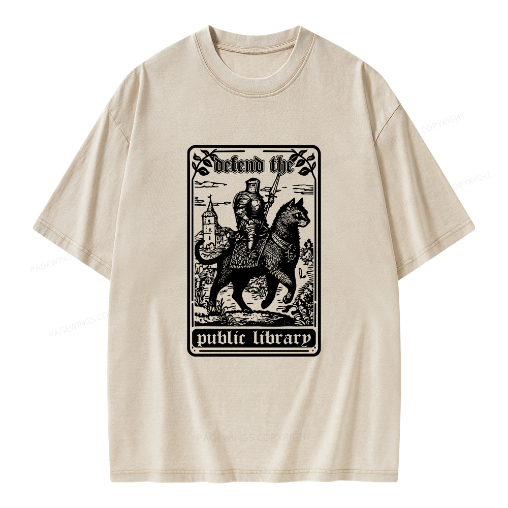 Pagewings Defend Your Local Public Library Unisex Washed T-shirt