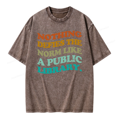 Pagewings Nothing defies the norm like a public library Unisex Washed T-shirt