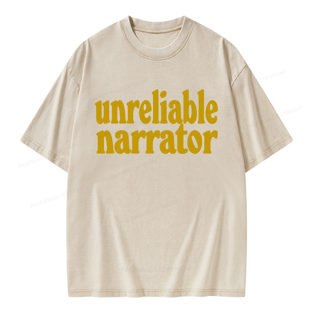 Pagewings Unreliable Narrator Unisex Washed T-shirt