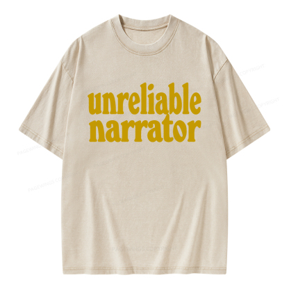 Pagewings Unreliable Narrator Unisex Washed T-shirt