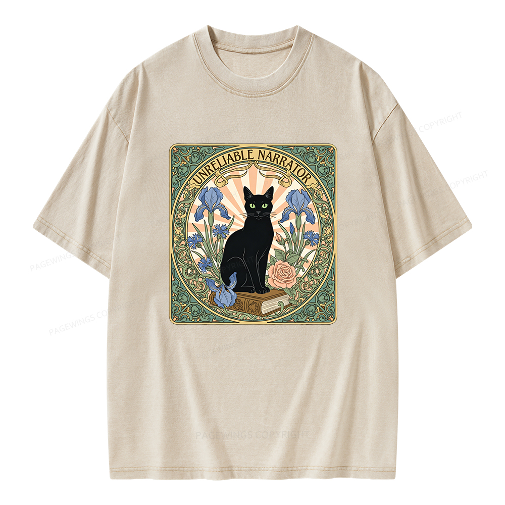 Pagewings Unreliable Narrator Unisex Washed T-shirt