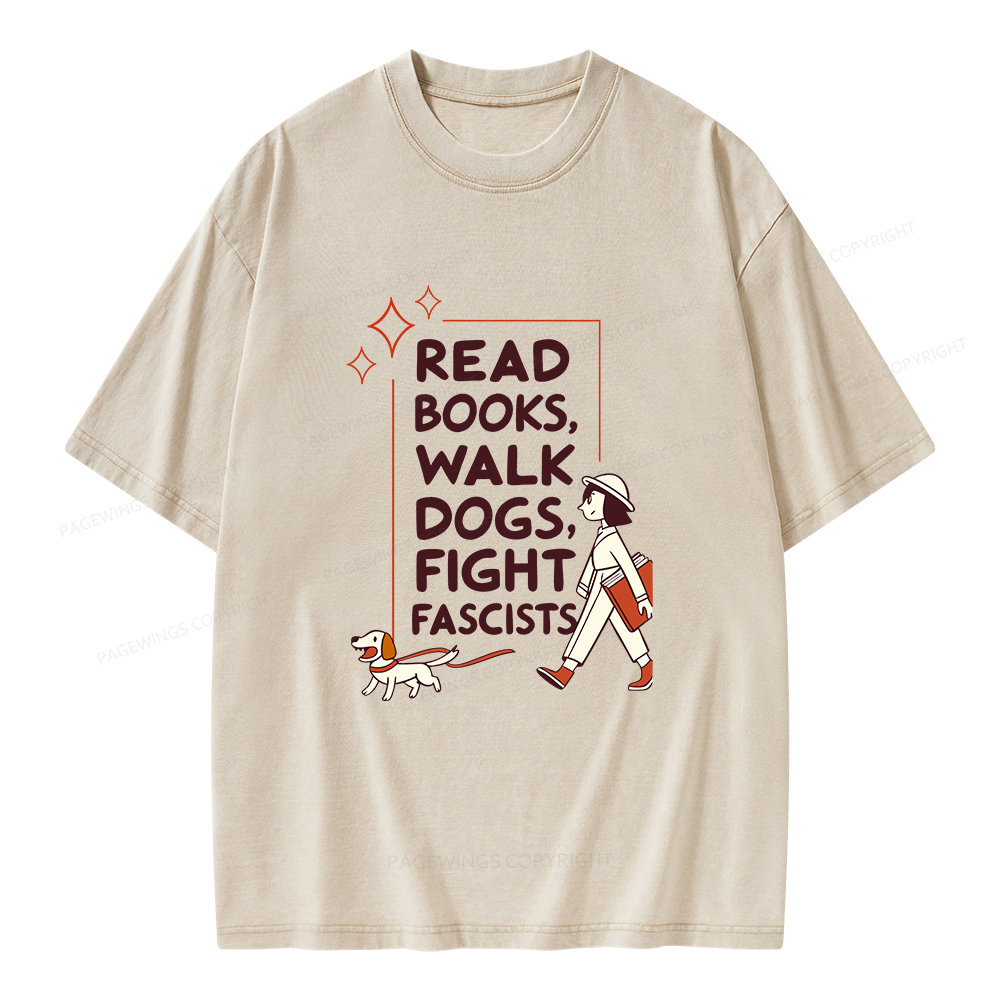 Pagewings Read Books Walk Dogs Unisex Washed T-shirt