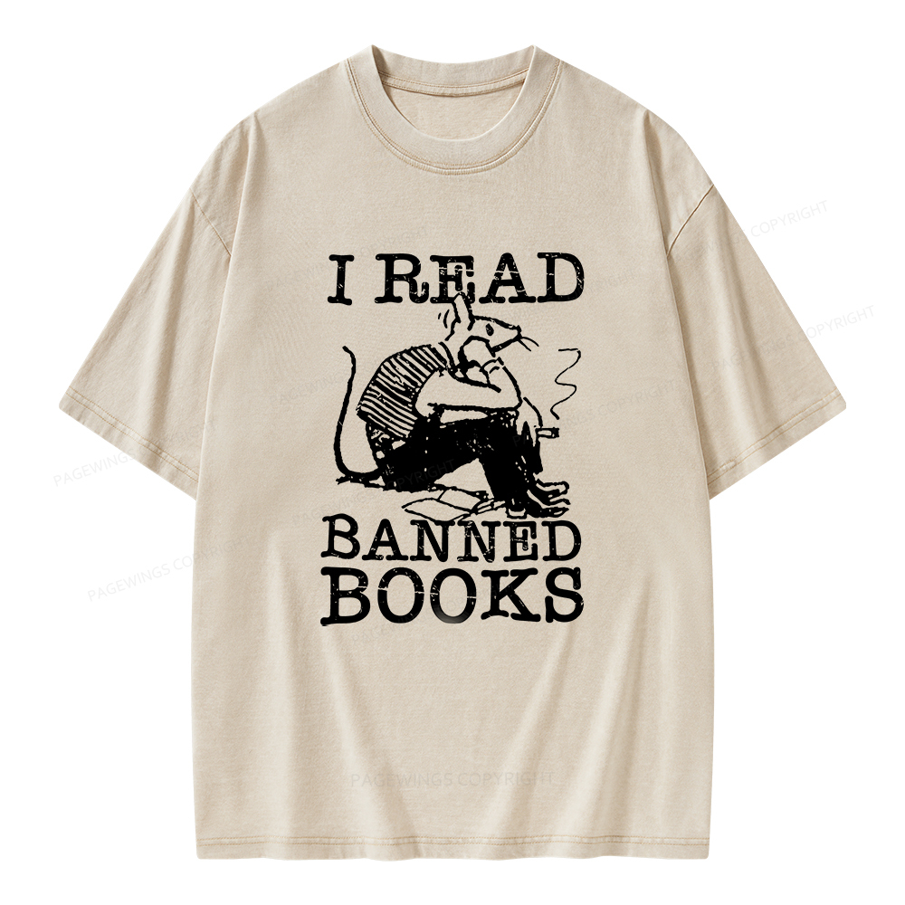 Pagewings I Read Banned Books T Shirt Unisex Washed T-shirt