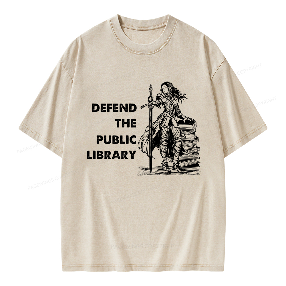 Pagewings Defend The Public Library Unisex Washed T-shirt