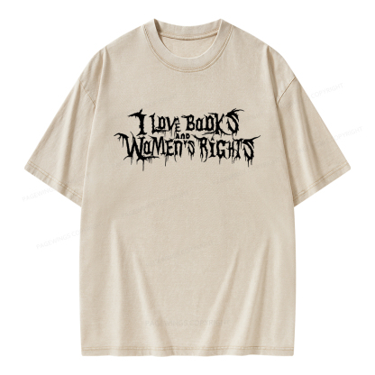 Pagewings I Love Books And Women's Rights Unisex Washed T-shirt