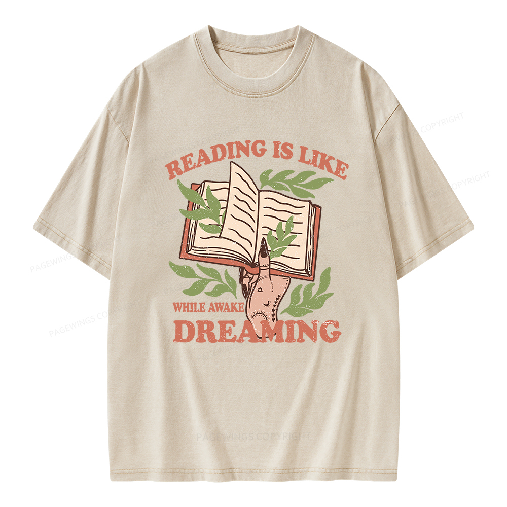 Pagewings Reading is like Dreaming Unisex Washed T-shirt