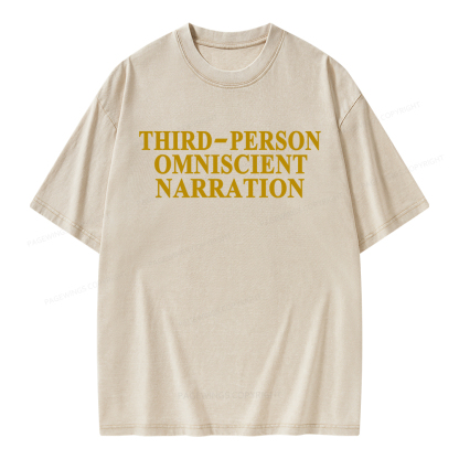 Pagewings Third-Person Omniscient Narration Unisex Washed T-shirt