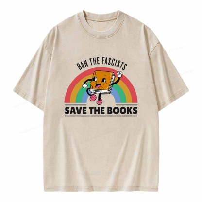 Pagewings Ban The Fascists Save The Books Shirt Unisex Washed T-shirt