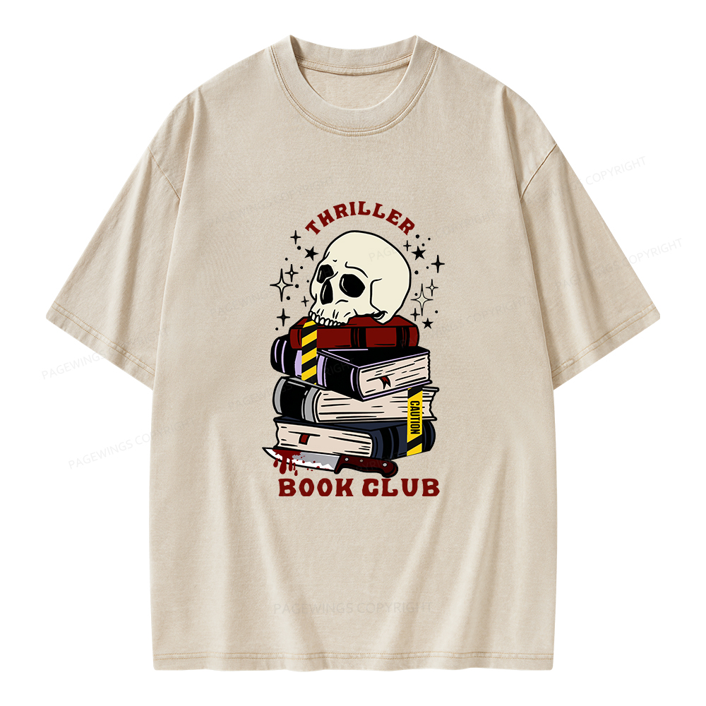 Pagewings Thriller Book Club Unisex Washed T-shirt