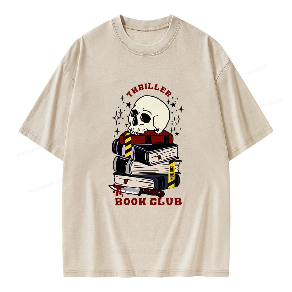 Pagewings Thriller Book Club Unisex Washed T-shirt