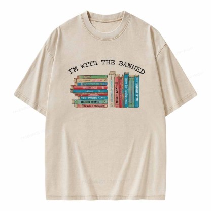 Pagewings I'm With The Banned Books Shirt Unisex Washed T-shirt
