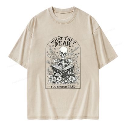 Pagewings What They Fear Fear You Should Read Unisex Washed T-shirt