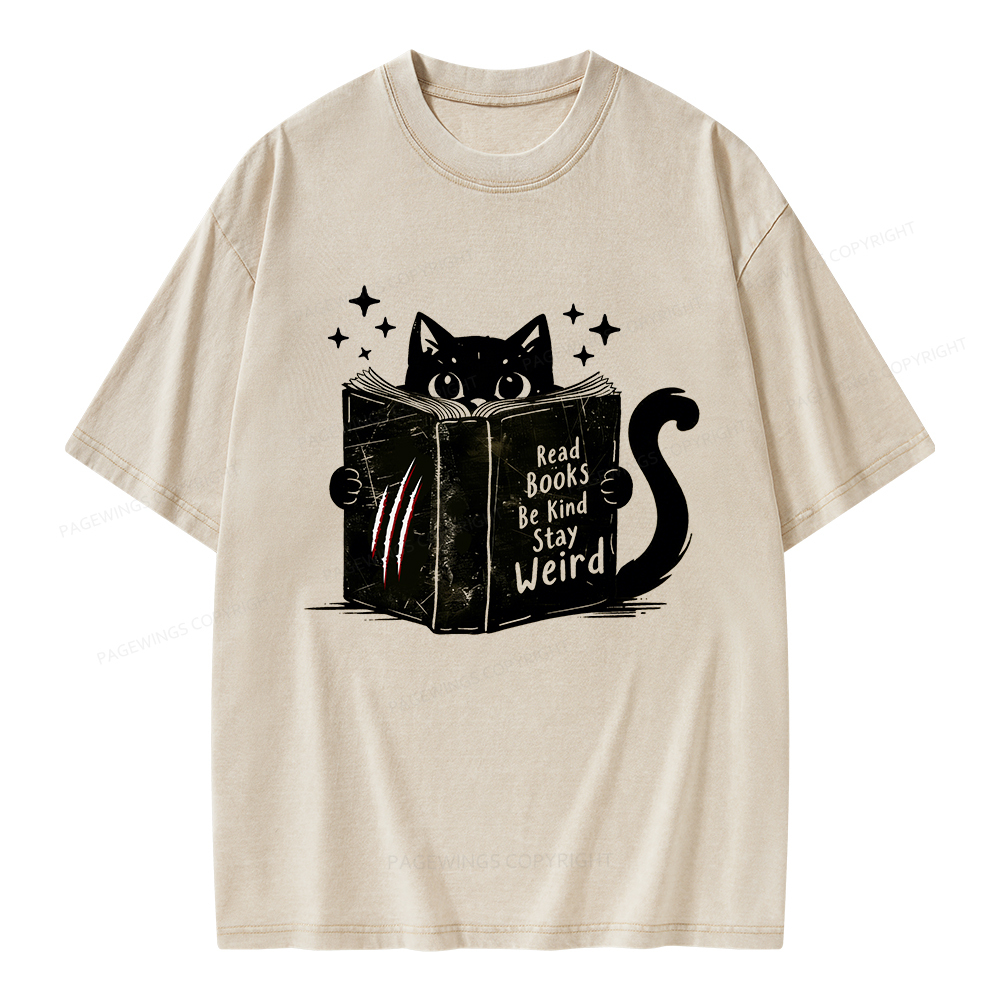 Pagewings Read Books Be Kind Stay Weird Unisex Washed T-shirt